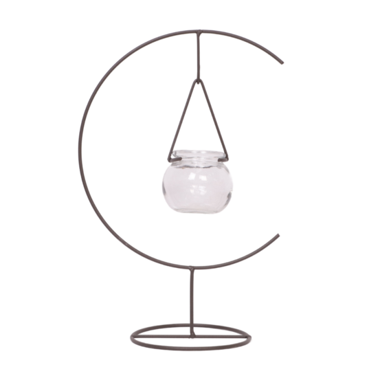 Photophore bougie bougeoir noël métal verre gris 34cm