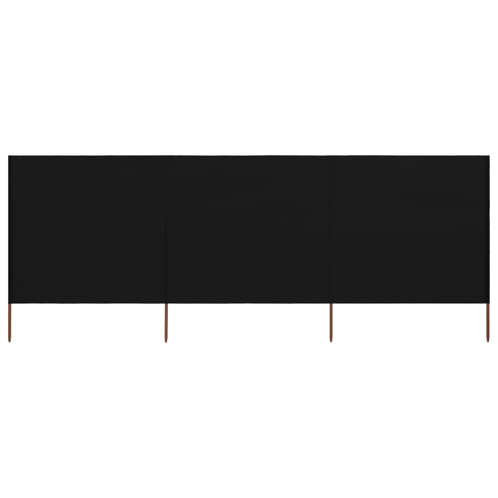 Brises-vue paravent 3 panneaux tissu 400 x 160 cm noir