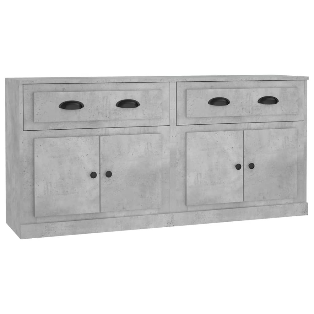 Buffet bahut commode armoire meuble de rangement organisateur cuisine salle de séjour salons lot de 2 bois d'ingénierie gris