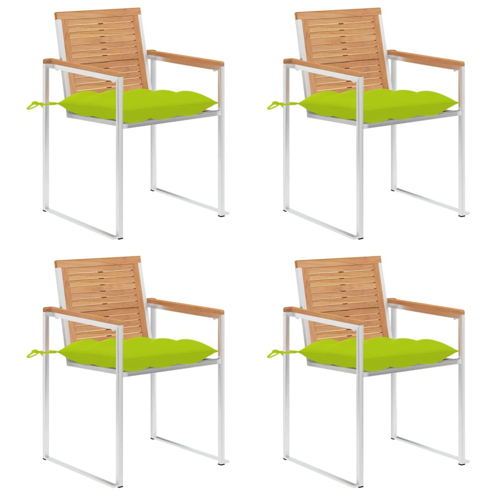 Chaises de jardin lot de 4 avec coussins bois de teck massif