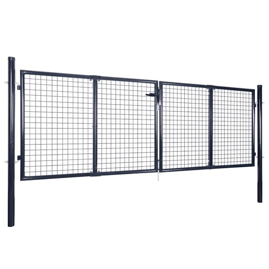 Portail de jardin grillagé en acier galvanisé 300 x 100 cm gris