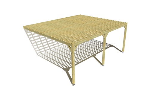 Pergola bois • 6m x 5m • adossée • sens profondeur • lattage bois • livraison comprise