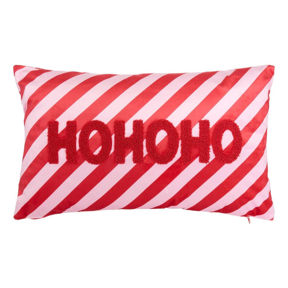 Coussin de noël rayé rose et rouge 50 x 30 cm