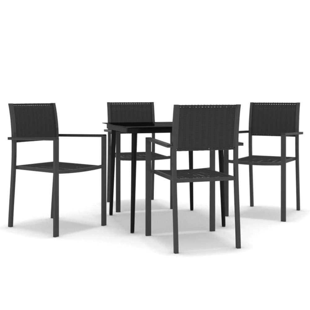Ensemble de salle à manger de jardin meuble extérieur 5 pièces noir