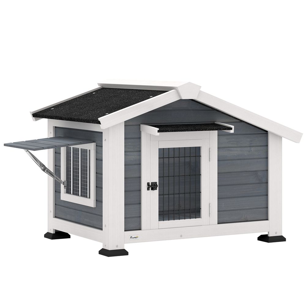 Niche chien extérieur bois abri jardin plancher amovible toit étanche 98x76x69cm gris