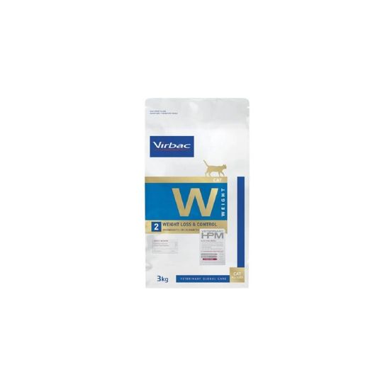Croquettes chat veterinary hpm cat w2 weight loss&control - virbac 3 kg