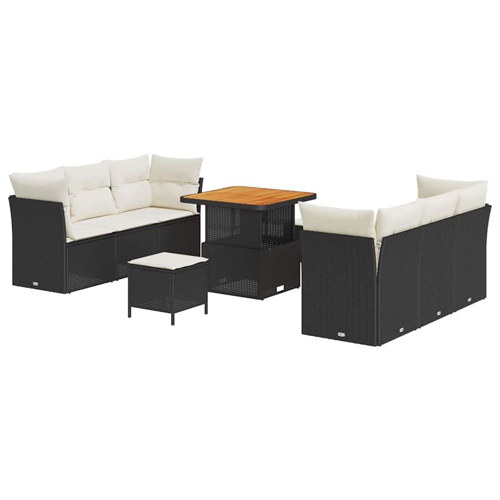 Ensemble de canapé de jardin 9 pc noir polyrotin