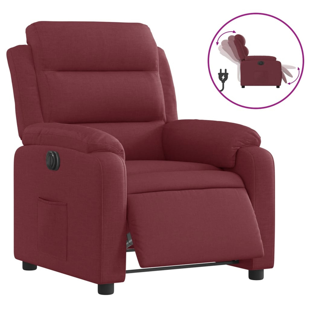 Fauteuil inclinable électrique rouge bordeaux tissu