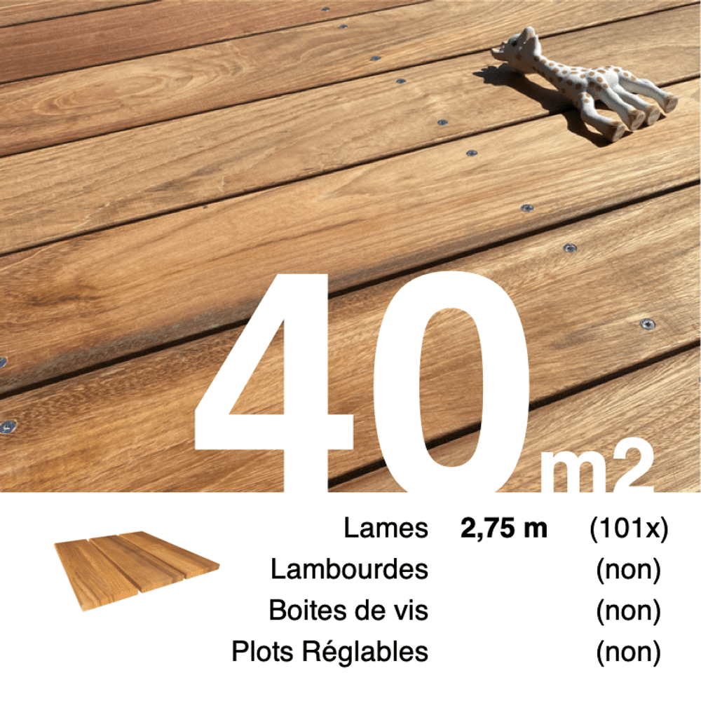 Lames de terrasse bois exotique jatoba 21 x 145 mm • longueur 2,75 m • classe 3b • lot pour 40 m²