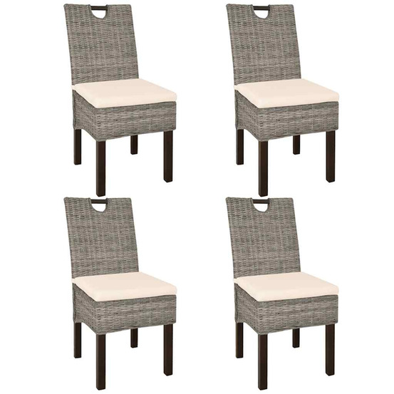 Chaises à manger lot de 4 rotin kubu bois de manguier