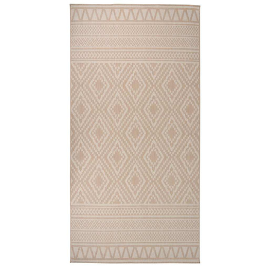 Tapis à tissage plat d'extérieur 100x200 cm rayures brunes