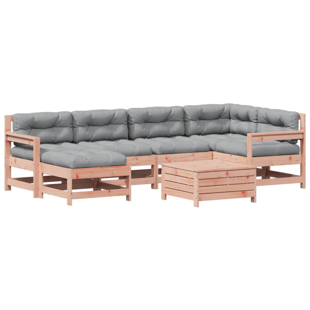 Salon de jardin 7 pcs avec coussins bois massif douglas