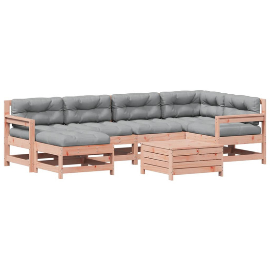 Salon de jardin 7 pcs avec coussins bois massif douglas