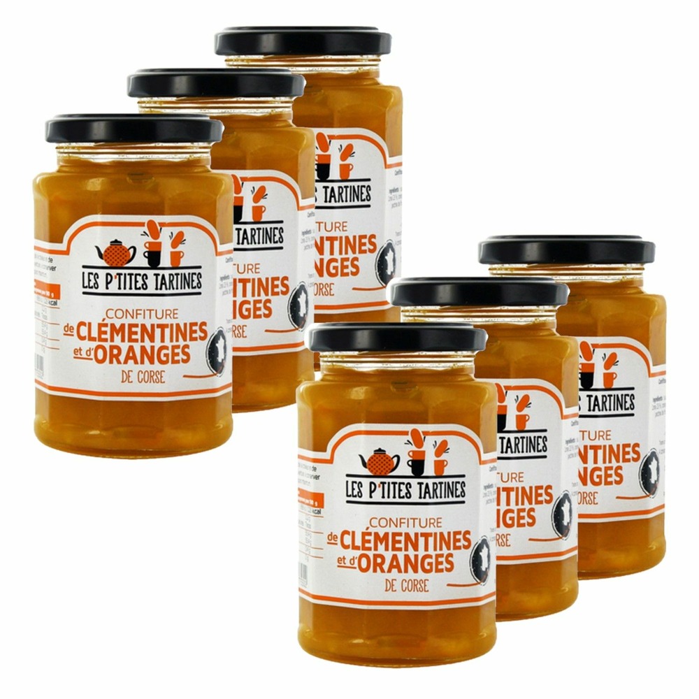 Lot 6x confiture d'oranges de corse et clémentine - les p'tites tartines - pot 315g