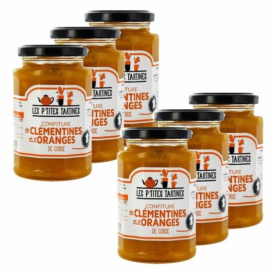 Lot 6x confiture d'oranges de corse et clémentine - les p'tites tartines - pot 315g