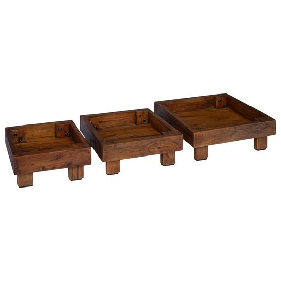 Support de plante 3 pièces marron 35 x 35 x 12 cm bois d'acajou