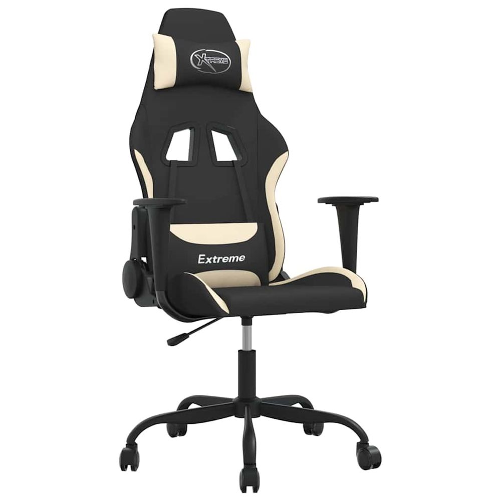 Chaise de jeu de massage noir et crème tissu
