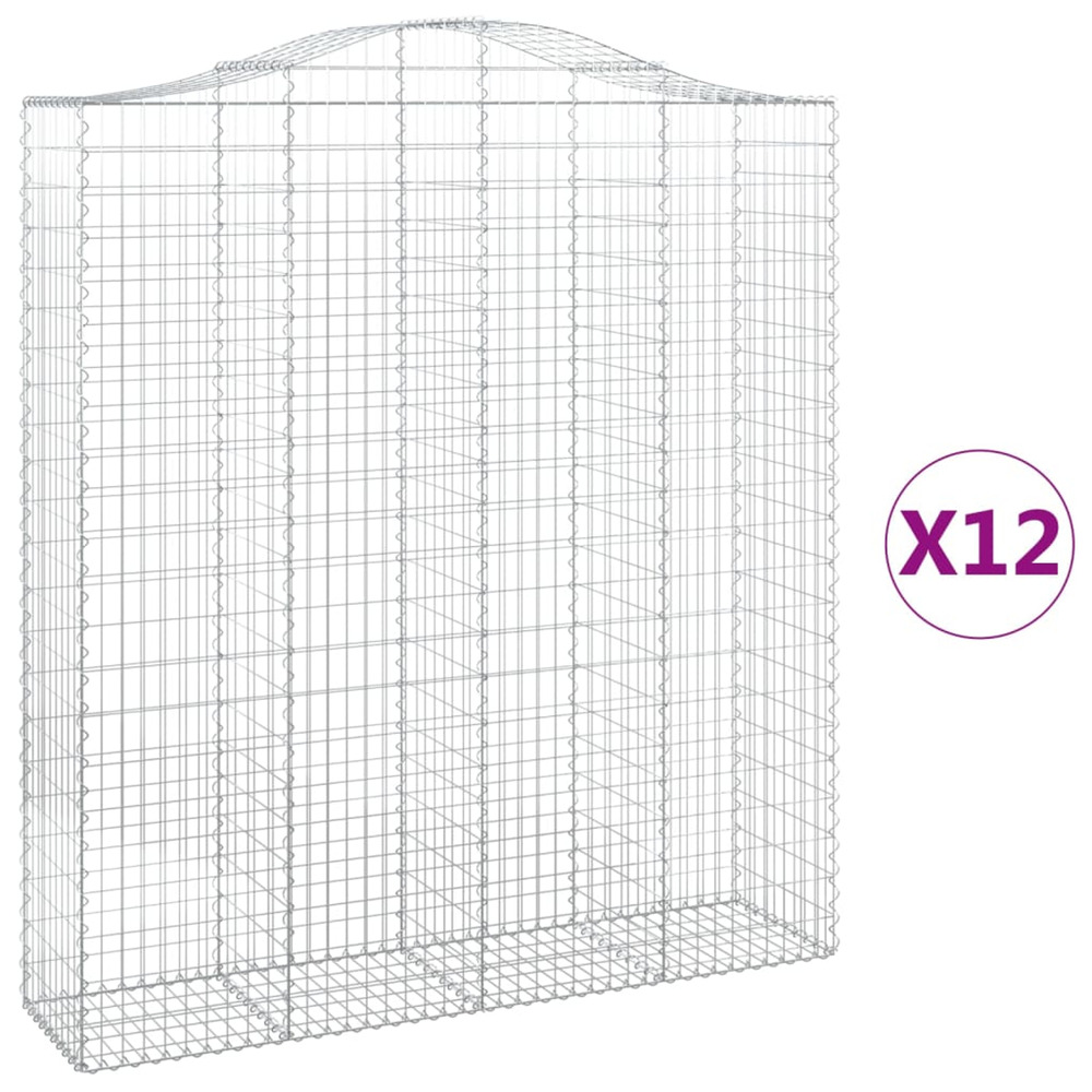 Paniers à gabions arqués 12 pcs 200x50x220/240 cm fer galvanisé