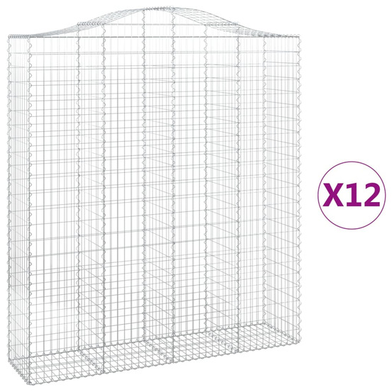 Paniers à gabions arqués 12 pcs 200x50x220/240 cm fer galvanisé