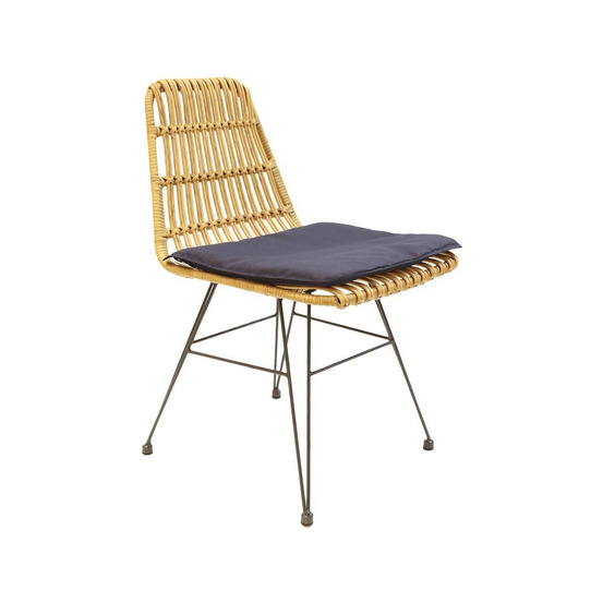 Chaise intérieure extérieure avec galette surabaya bois naturel