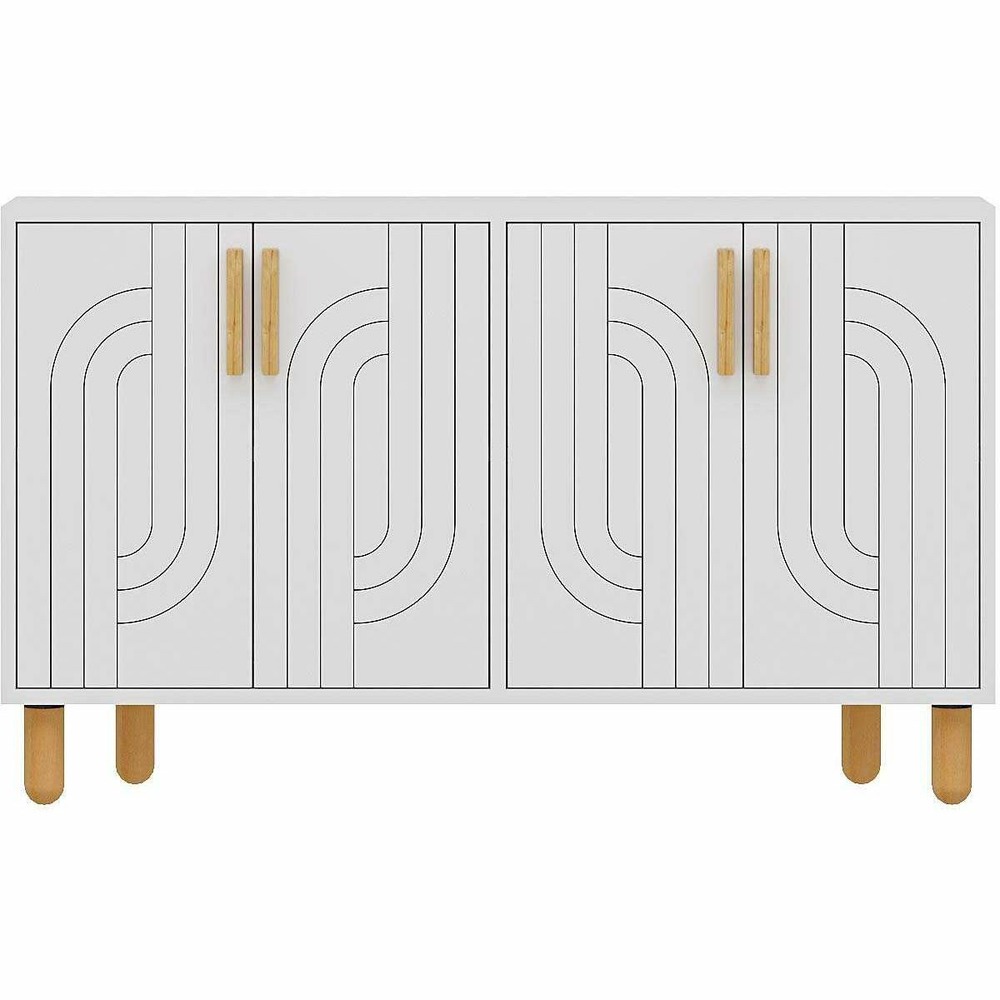 Buffet 4 portes en aggloméré rodney blanc