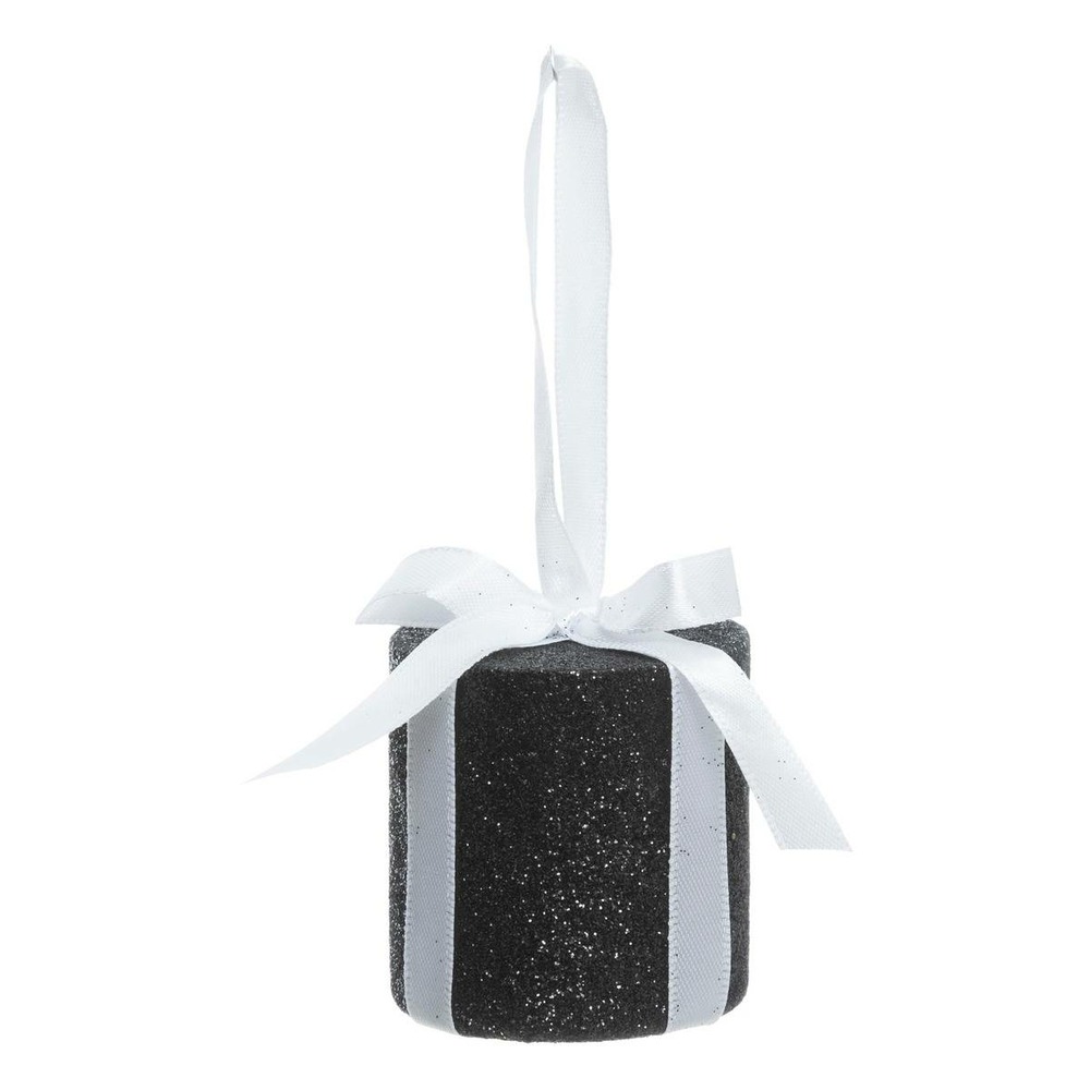 Décoration de sapin cadeau rond noir 6cm