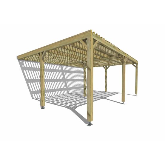 Pergola bois • 6m x 5m • adossée • sens largeur • lattage bois • livraison comprise