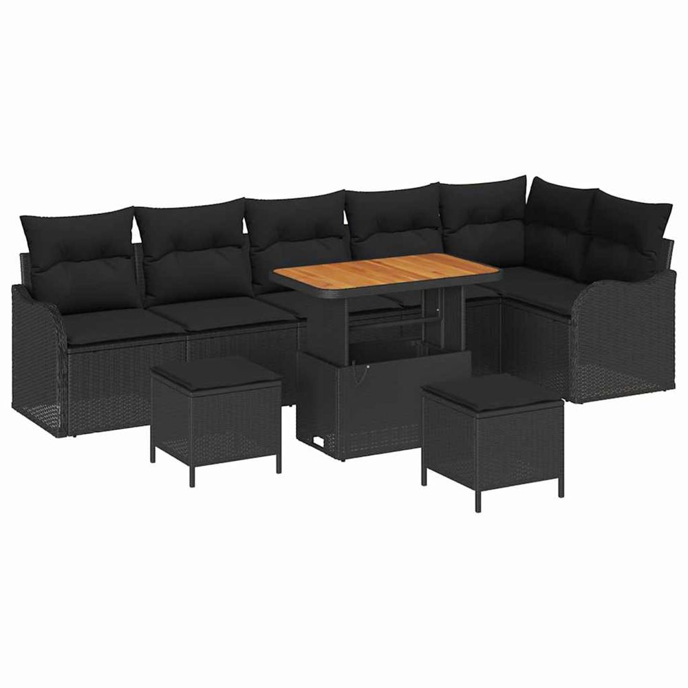 Ensemble de canapé de jardin 9 pc noir polyrotin
