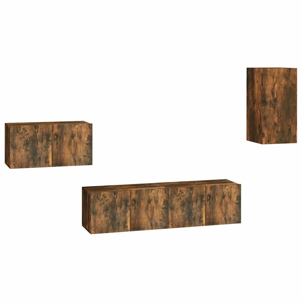 Ensemble de meubles tv 4 pcs chêne fumé bois d'ingénierie