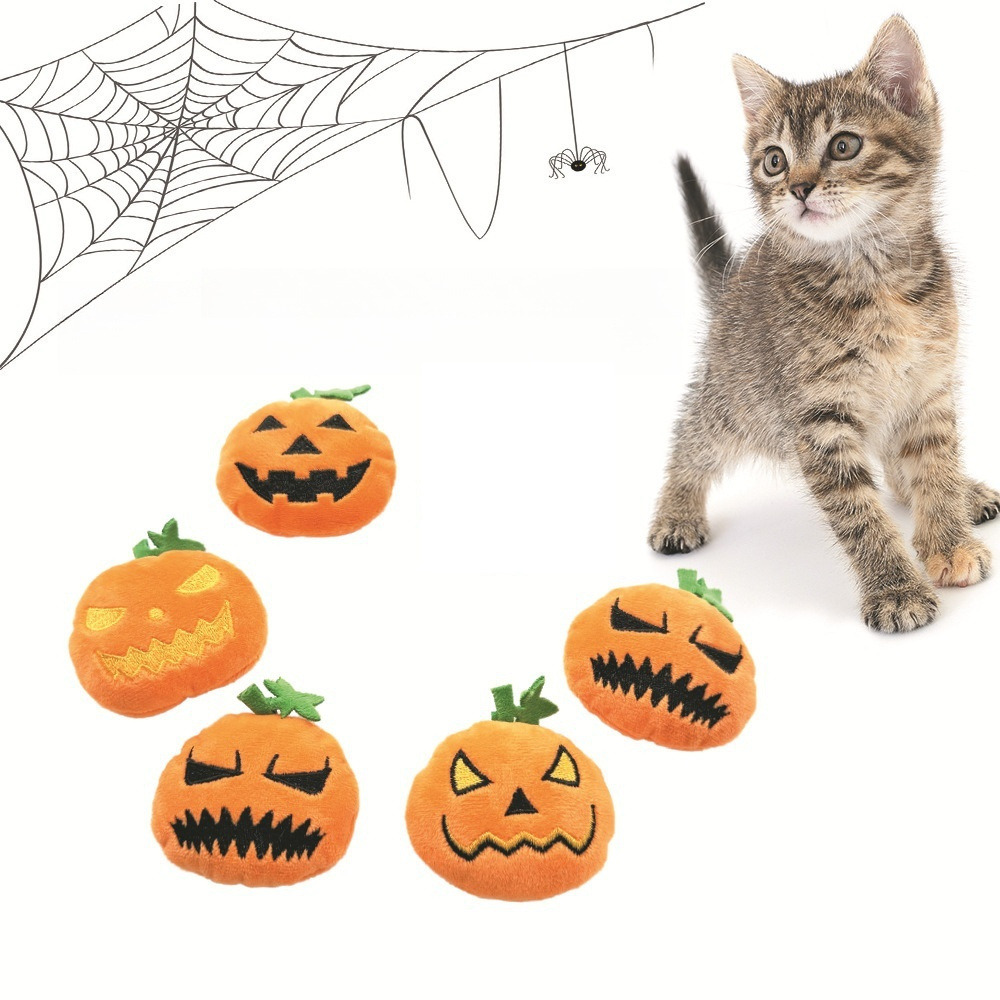 Nounours citrouille d'halloween pour chat 5 pièce