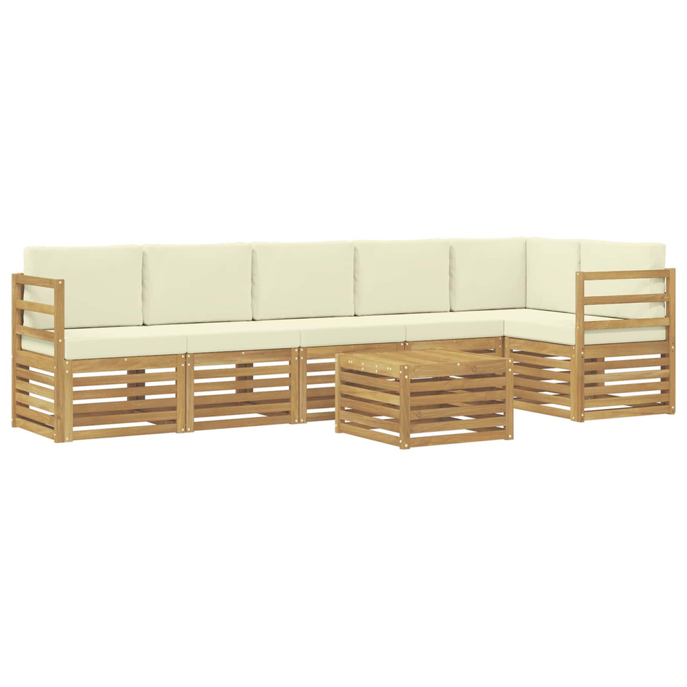 Ensemble de canapés d'extérieur 7 pcs blanc et crème polyester