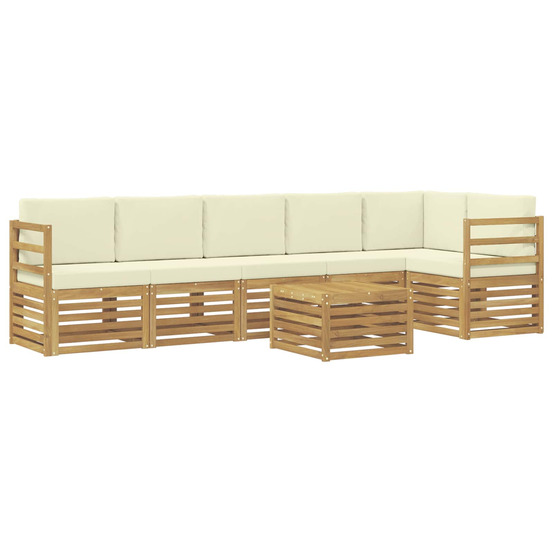 Ensemble de canapés d'extérieur 7 pcs blanc et crème polyester