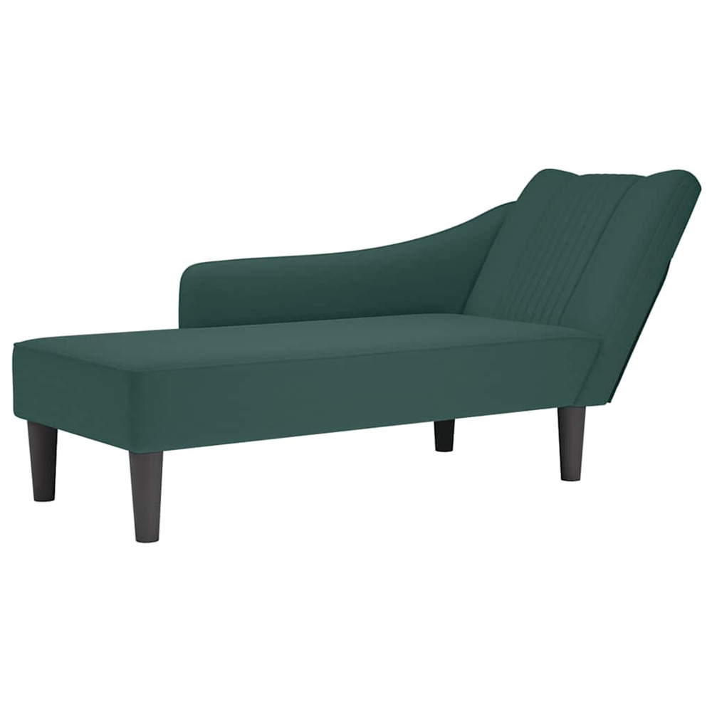 Fauteuil long avec accoudoir droit vert foncé velours