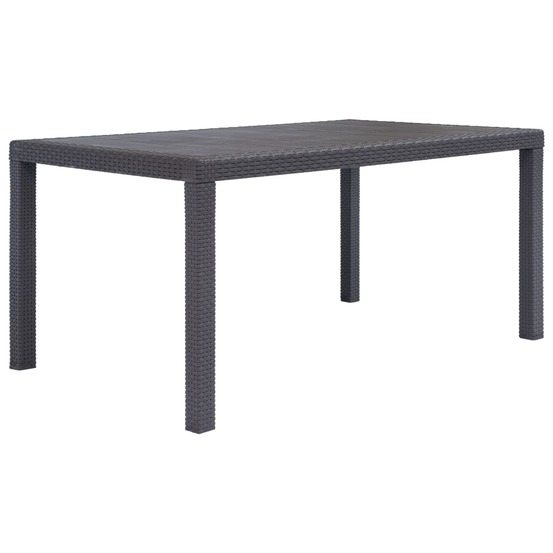 Table de jardin marron 150x90x72 cm plastique aspect de rotin