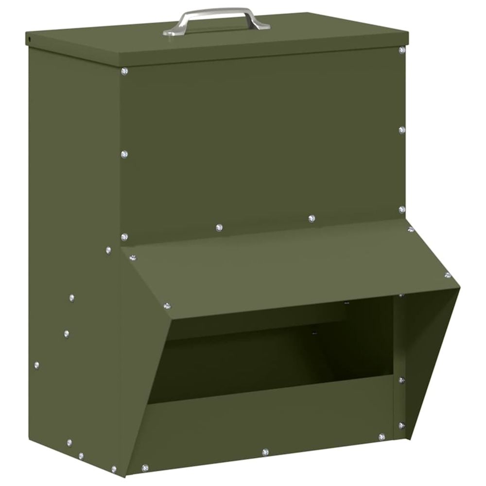 Mangeoire pour poules vert olive 20 x 25 x 35 cm