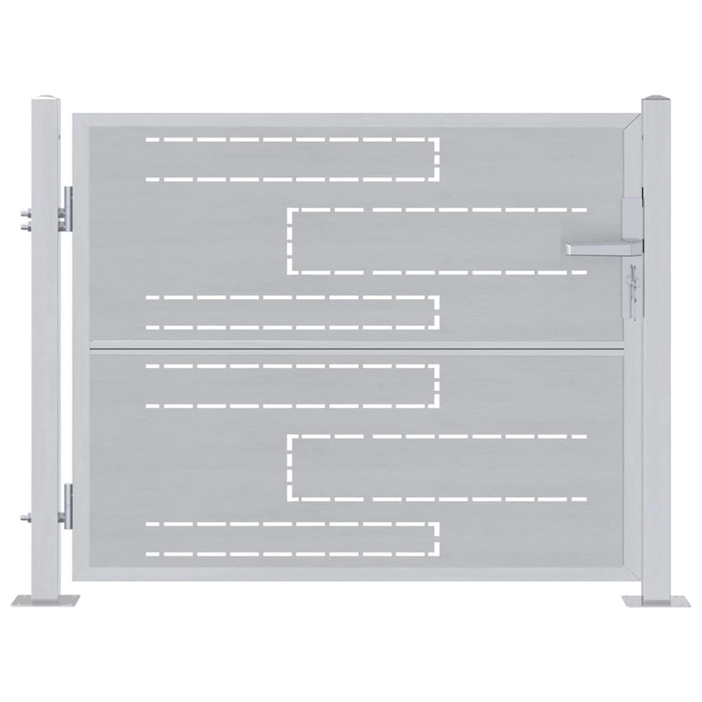 Porte de jardin argenté 85 x 70 cm acier inoxydable