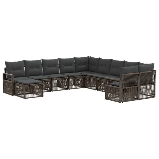 Ensemble de canapé de jardin 11 pc gris polyrotin