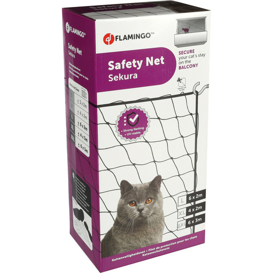 Filet de sécurité sekura noir 6 x 3 mètres pour chat