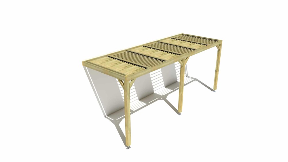 Pergola bois • 6m x 2m • adossée • sens profondeur • lames orientables bioclimatiques incluses • livraison comprise