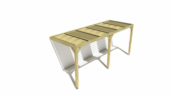 Pergola bois • 6m x 2m • adossée • sens profondeur • lames orientables bioclimatiques incluses • livraison comprise