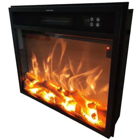 Insert de chauffage electrique noir en mdf 1500w telecommande incluse