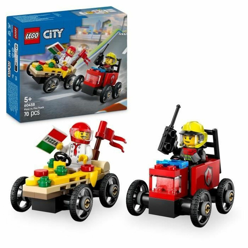 Lego city pack de bolides de course : camion de pizza contre camion de pompiers