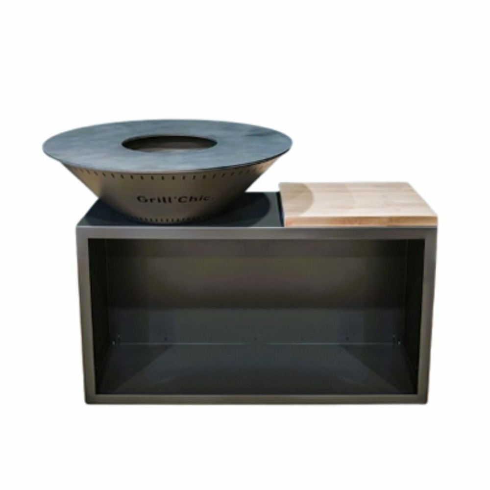 Traditionnel double cuve acier - brasero 103 cm anthracite - design élégant et spacieux pour vos soirées en extérieur