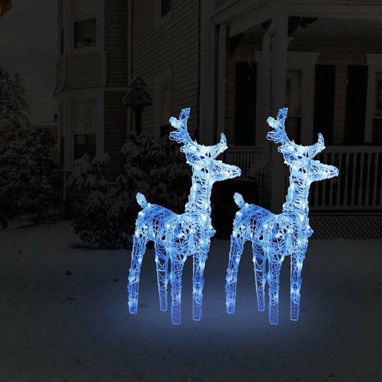 Rennes de noël 2 pcs 80 led bleu acrylique