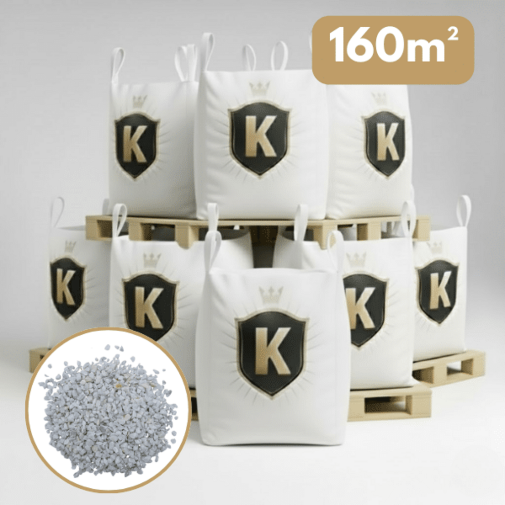 Gravier marbre blanc cristal 8/12 mm – pack 8 big bag +/- 1,5t – 160 m²