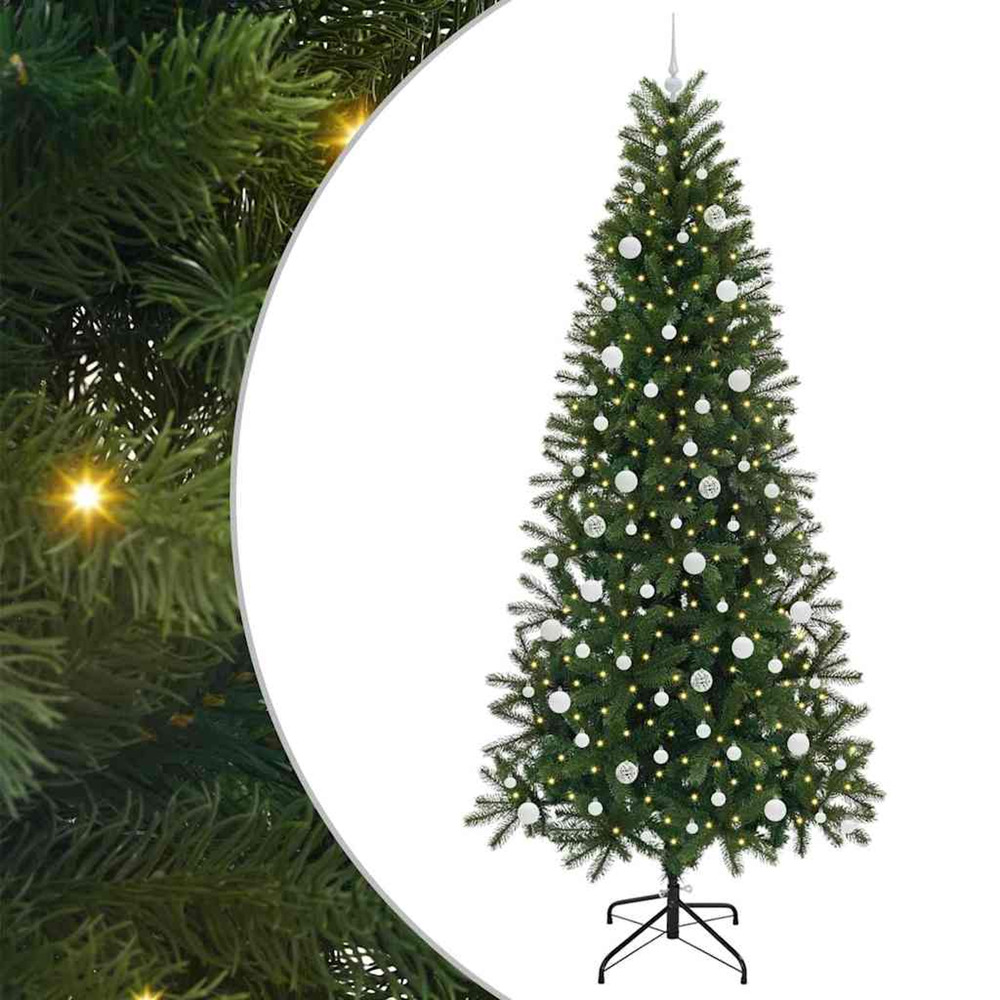 Sapin de noël artificiel avec 300 led vert 240 cm pe et pvc