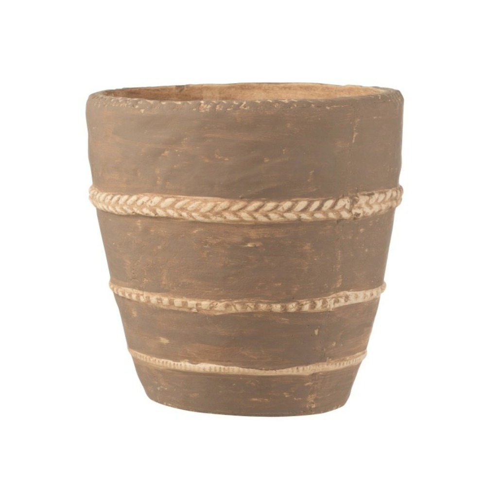 Cache-pot en céramique marron 18x18x19.5 cm
