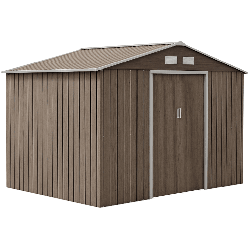Grand abri de jardin acier galvanisé extérieur rangement 277x195x192cm bois - comfortxl outdoor living