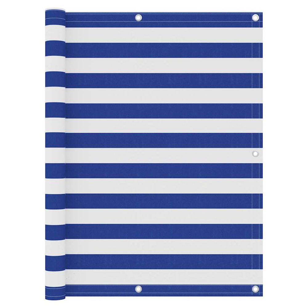 Écran de balcon blanc et bleu 120x400 cm tissu oxford