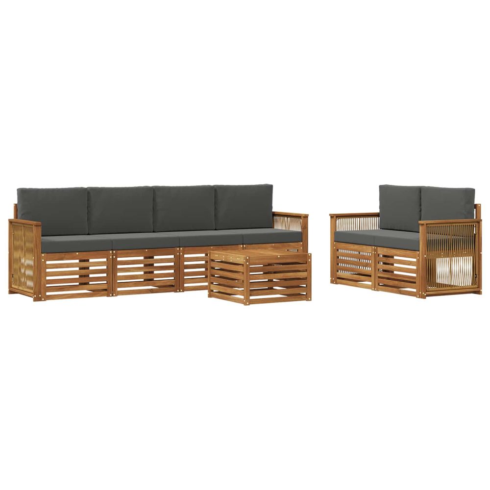 Ensemble de canapés d'extérieur 7 pc naturel et anthracite